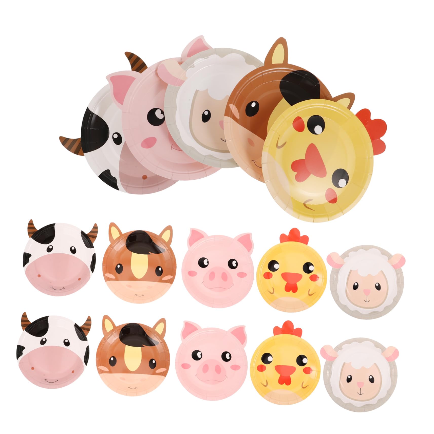 50 Platos de Papel Formas de Animales de Granja Resistentes Deformación para Fiesta Temática Animal y Banquetes de Cartón Adorables y Versátiles