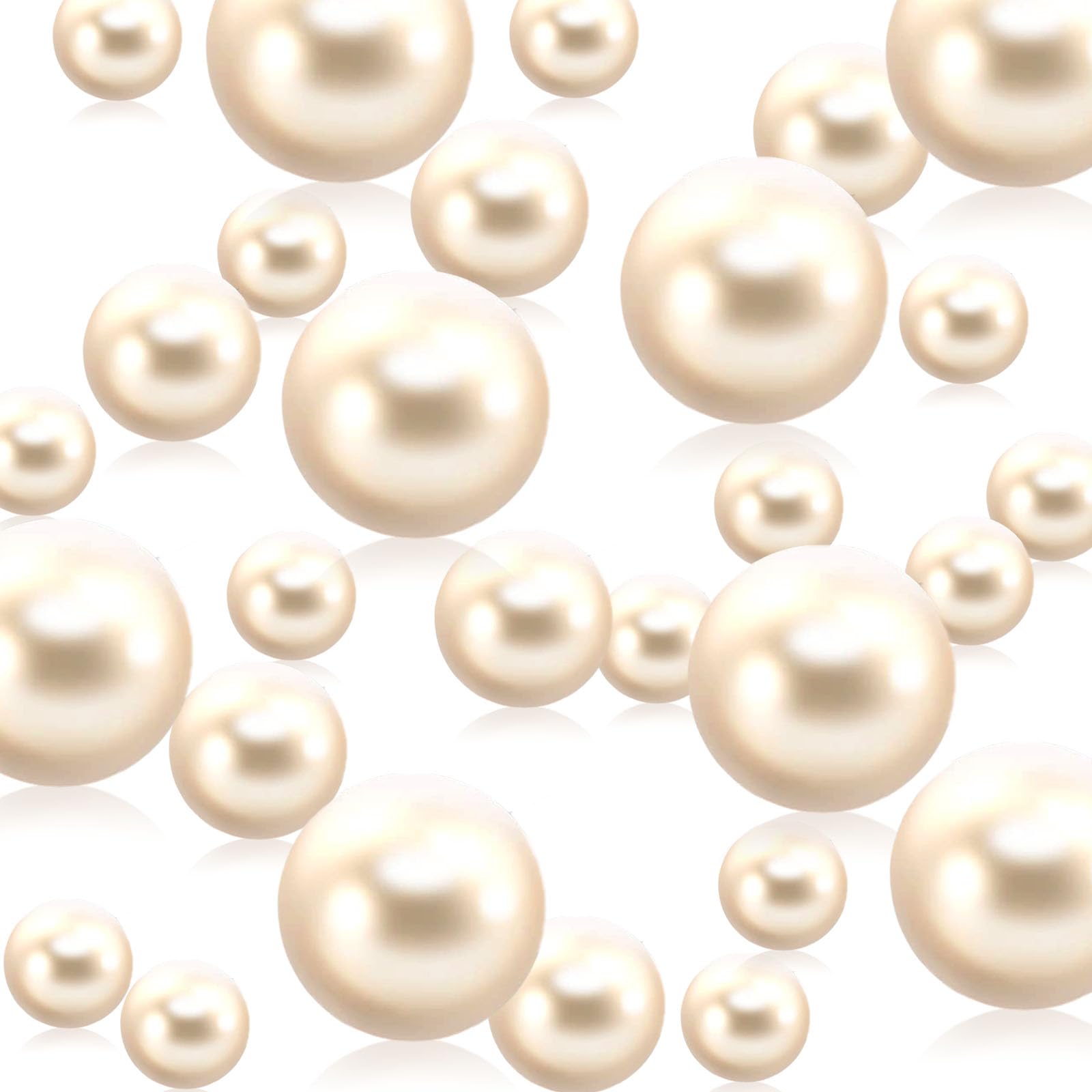 White Vase Filler | 150PCS Pearls Bead for Centerpieces Vases | 8/14/20 mm No Hole Beads, Fake Pearls for Wedding Birthday Theme Party Table