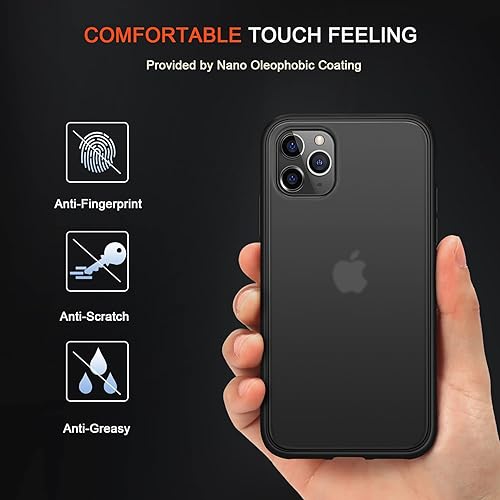 Miniatura 2 de TENDLIN Compatible con iPhone 11 Pro Max Funda translúcida mate con parte trasera dura de silicona suave cómoda (negro)