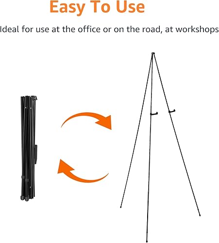 Miniatura 2 de Amazon Basics Soporte de caballete, póster de piso instantáneo, ligero, plegable y portátil con base de trípode, acero negro (soporta 5 libras)