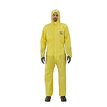 Ansell AlphaTec 2300 Modello 132, Tuta Integrale con Cappuccio, Protezione Tipo 3, 4, 5 per Usi Professionali e Industriali, Tuta Monouso Impermeabile, Uomo Donna, Gialla, Taglia 3XL (1 Unità)