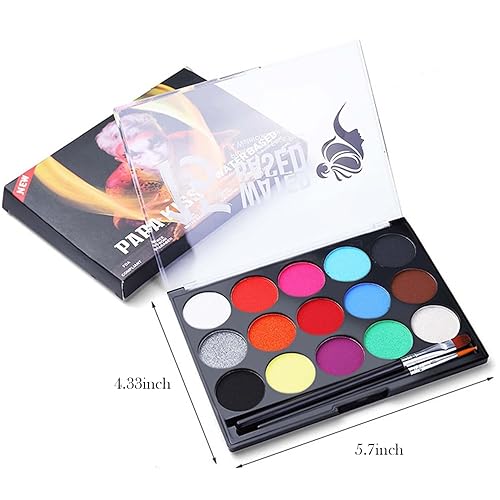 30 Colors Face Paint Kit, Reusable Water Based Body Paints Palette with Brushes and Face Painting Stencils for Kids and Adults Professional