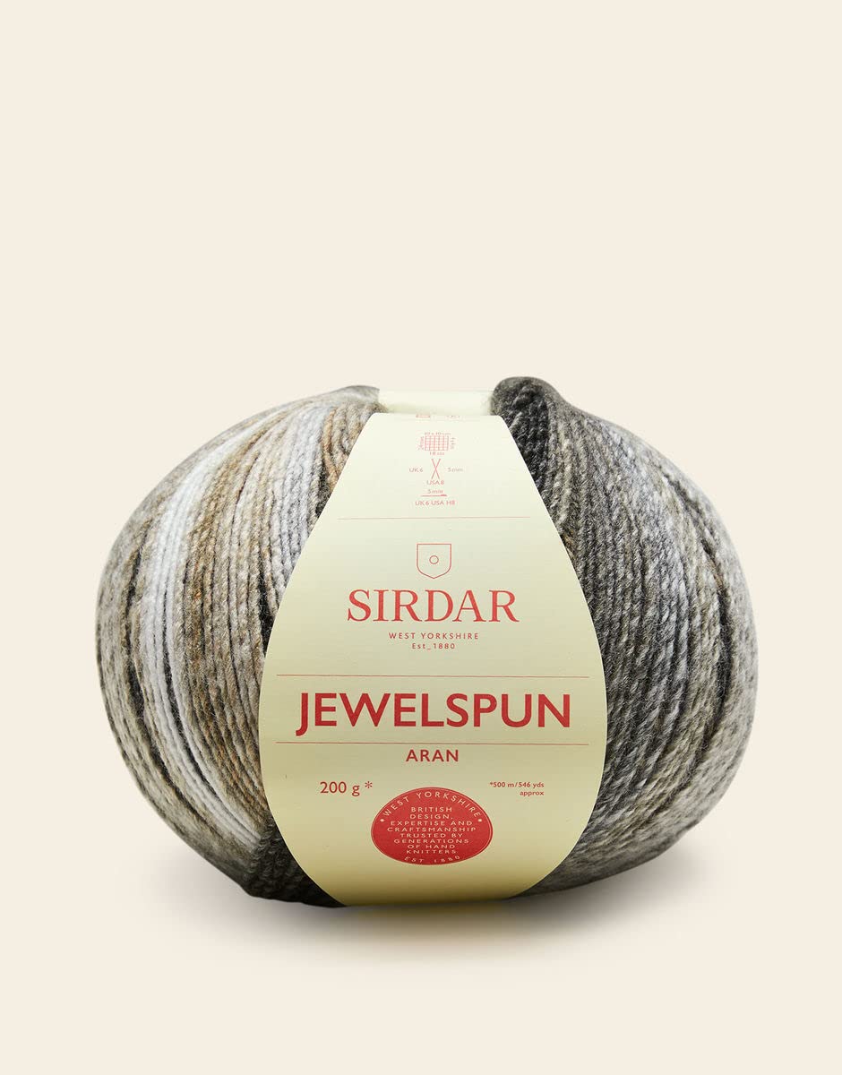 Sirdar Jewelspun Crochet Aran Yarn, 100% Acrylic Knitting Wool for Garments Accessories - 200G Balls - Crysrtal Quartz (694) - Pack of 10