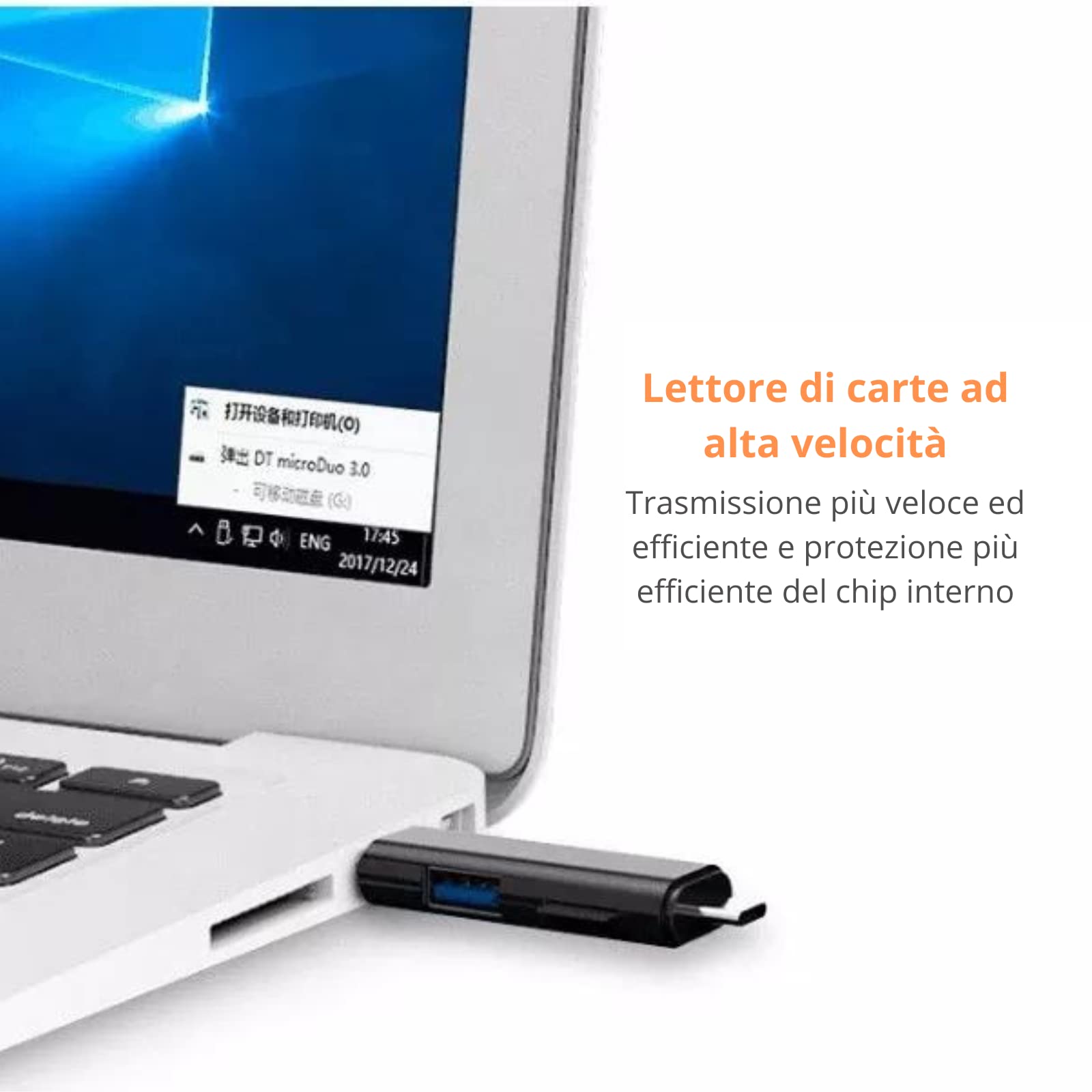 Lettore Schede SD E Micro SD USB 2.0 Con OTG – Adattatore Per Android E Windows, Plug & Play, Doppio Slot Per Trasferimento Veloce