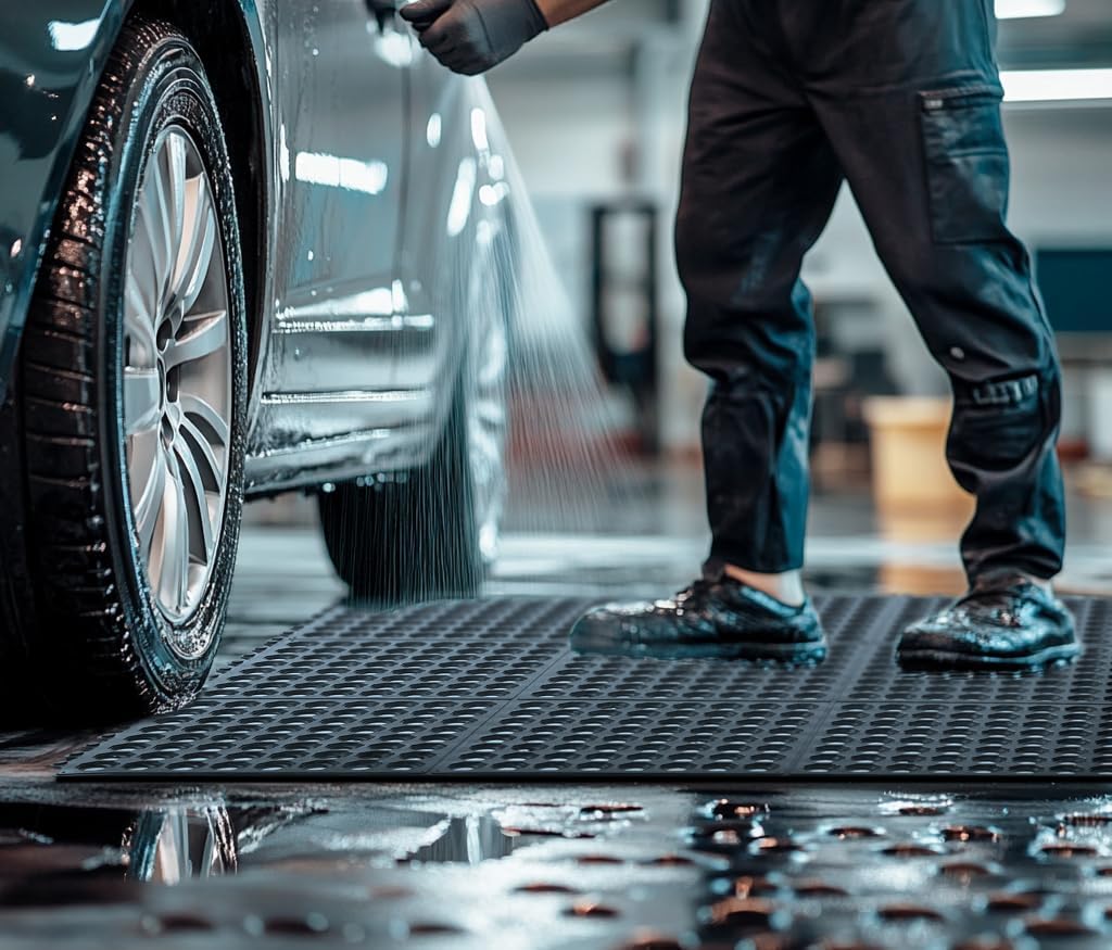 IRONGATE - Anti-Fatigue Drainage Mats - 4 Pack - Rubber - Rugged Sturdy Heavy Duty Commercial Grade - Non Slip Outdoor Indoor Skid Resistant -Restaurant Floor Tile Drain Pool Balcony Yard- 3' x 3'