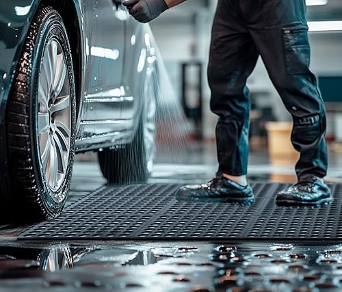 Vista 14 de IRONGATE Tapete de goma – Juego de 2 tapetes de goma antifatiga – Tapete antideslizante para interiores y exteriores – Tapete de cocina comercial