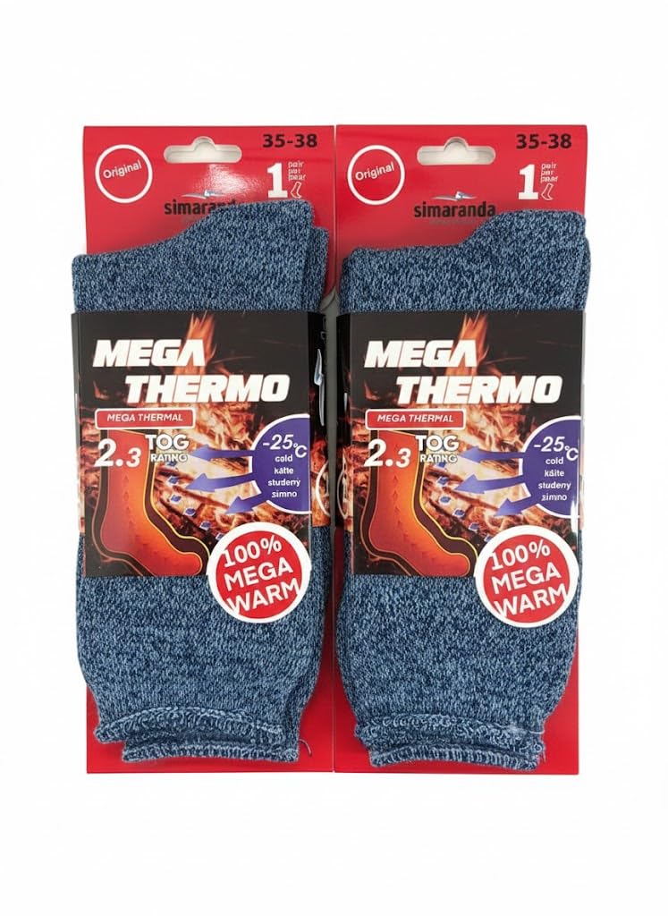simaranda 2 Paar Thermosocken Damen & Herren – Extra Warme Wintersocken – Dicke Kuschelsocken mit Thermofunktion – Ideal für Winter, Outdoor, Arbeit & Zuhause