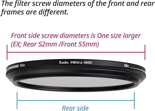 Miniatura 5 de Kenko Filtro ND PRO1D Smart Variable NDX3-450 Filtro de 2.283in, para reducir la cantidad de luz, ajuste de concentración continuo