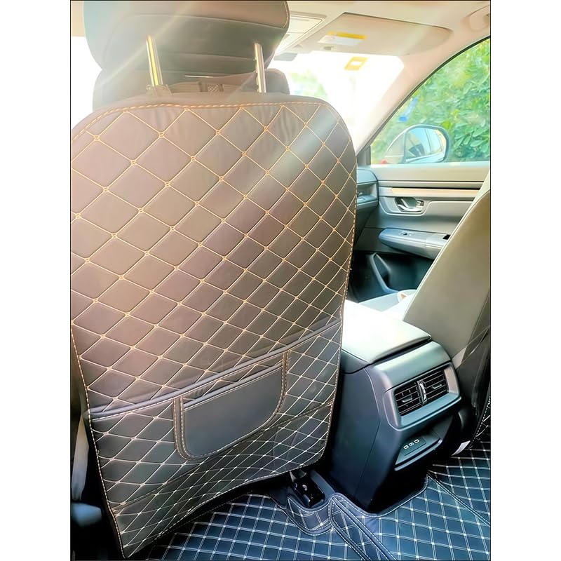 Auto Rückenlehnenschutz passend für Volvo V50 2004-2012, Wasserdicht Kunstleder Trittschutz Matte, Sitzschoner Rückseite mit Tasche, 2er Set,Black