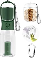 Vista 7 de Botella de agua para perros de 20 onzas con contenedor de alimentos y dispensador de bolsas de excrementos Dispensador de agua portátil a prueba