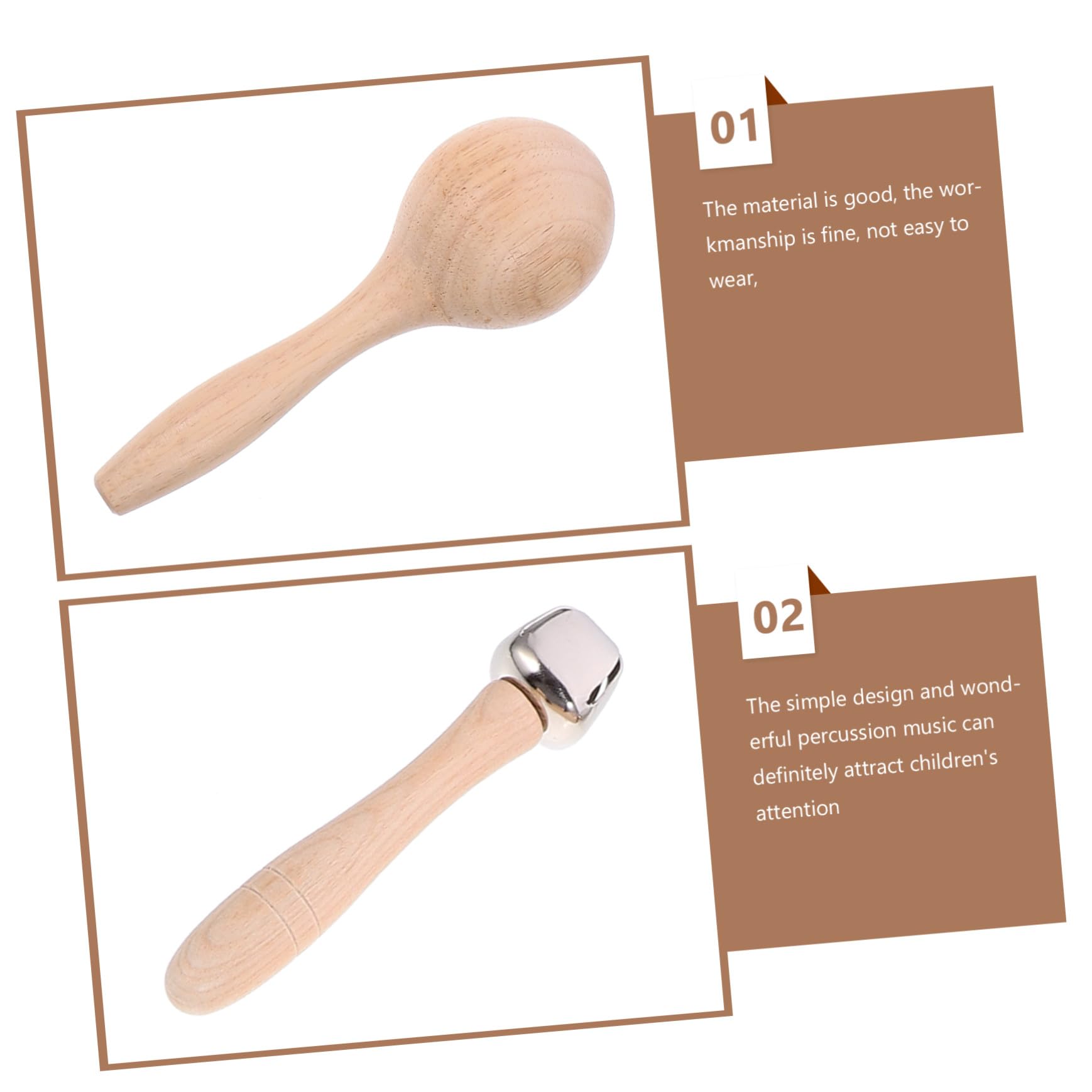Strumenti Musicali in Legno per Anni Tamburello Maracas e Percussioni Educative per Sviluppo Creatività e Coordinazione Mano Occhio in Legno Naturale con Sacchetto