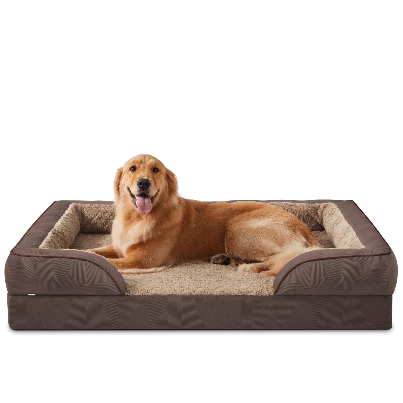 JOEJOY Cuccia ortopedica per cani di taglia media, in memory foam, rimovibile, lavabile, ortopedica, 89 x 64 x 17 cm, a forma di uovo, antiscivolo, colore marrone scuro