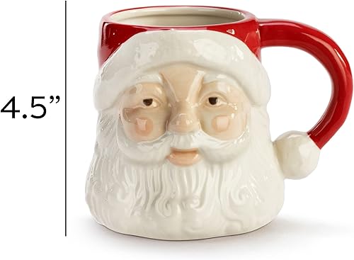 Miniatura 5 de DEMDACO Santa Classic - Taza de café de cerámica de 4.5 pulgadas, color blanco y rojo