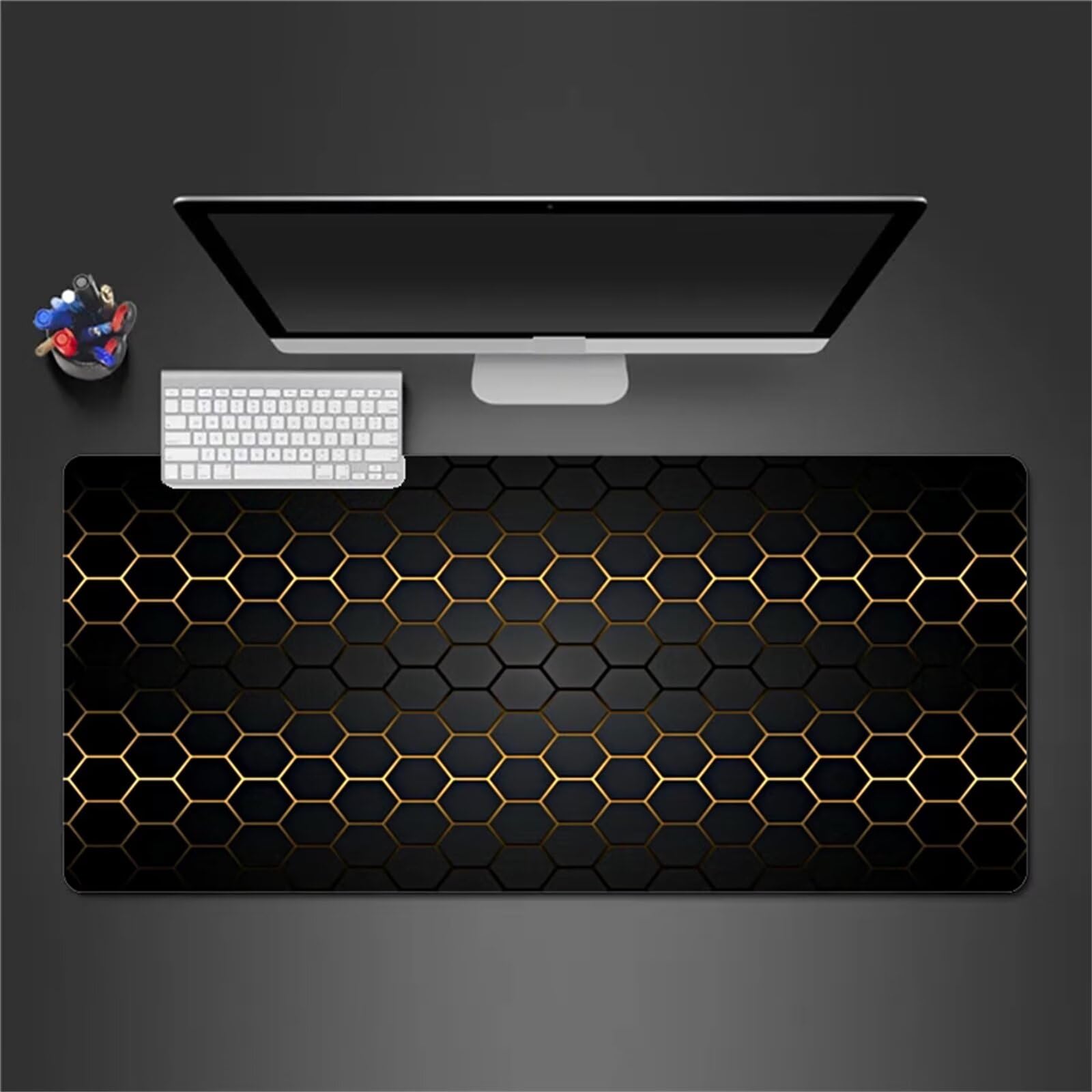 Alfombrilla Raton Gaming XXL 1200x600x2cm Alfombrilla de Ratón Grande Alfombrilla Gaming de Escritorio con Base Antideslizante para Gamers PC y Portátil (Geometría Marrón)