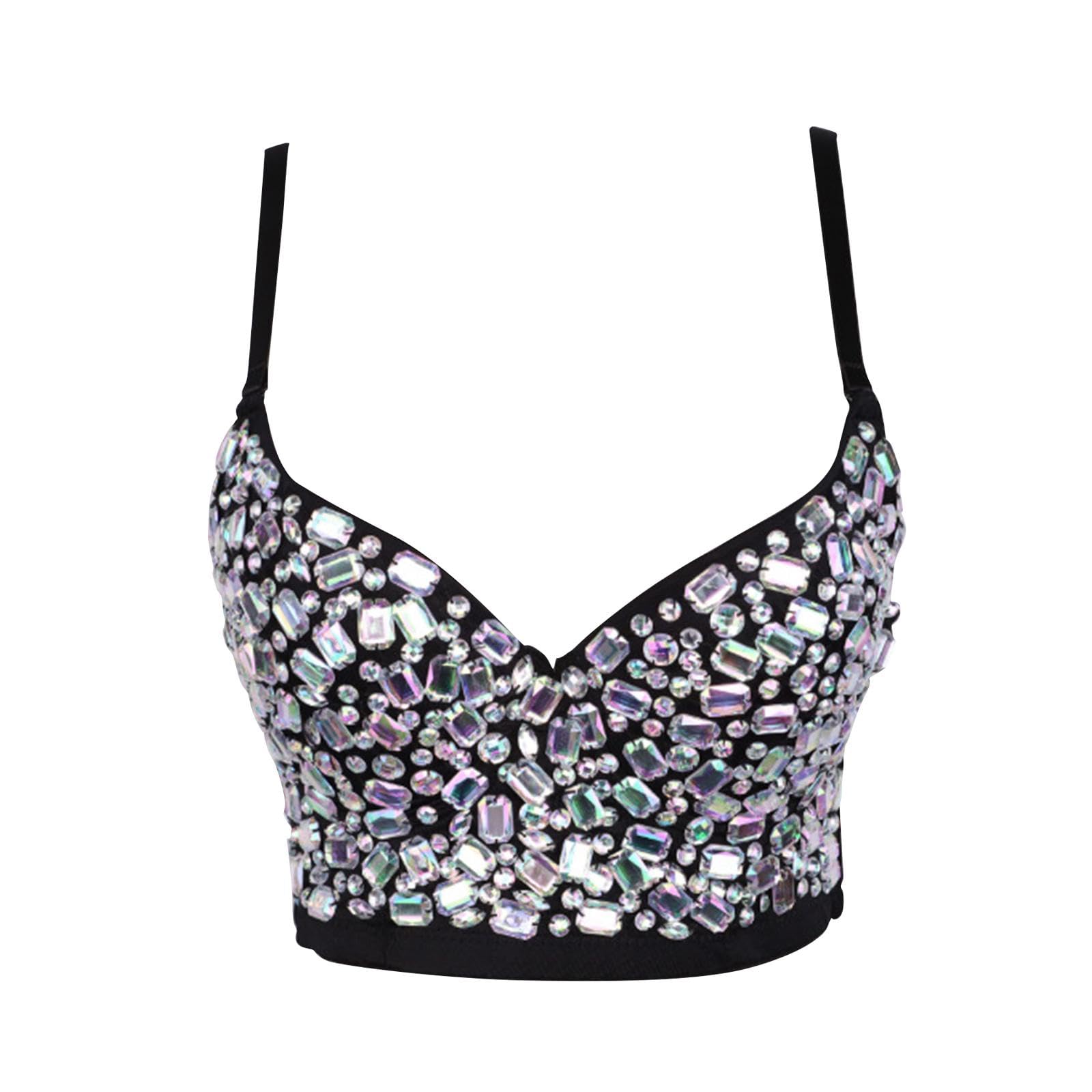 snappsy Colorful Rhinestones Corset Bling Corset for Nightclub Belly Dance 38C Black-picture-46