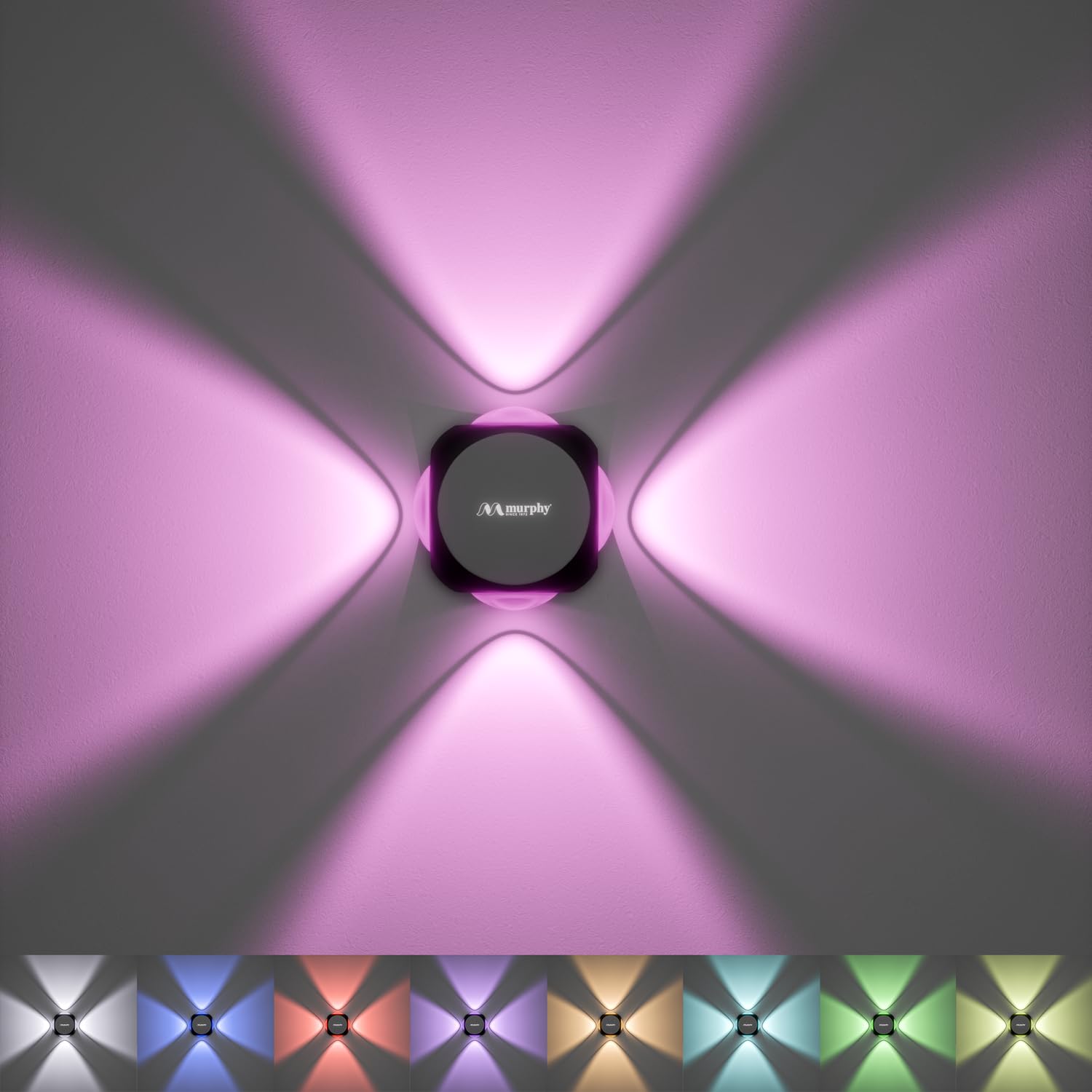 Murphy 6W LED Outdoor Wall Light | 4-Way Omni Beam| with–2-Year Warranty | 7+ Auto-Changing Colours IP66 Waterproof Aluminium Body, Pack of 5