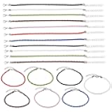 SOFPLATE 42Pcs 7 Colors Bracelet Making Cord with Clasp Braided Bracelet Cord 3mm Colorful Imitation Leather Trendy Lace Plaited Iron Clasp End Chains Ropes for Jewelry Making Bracelets DIY Crafts