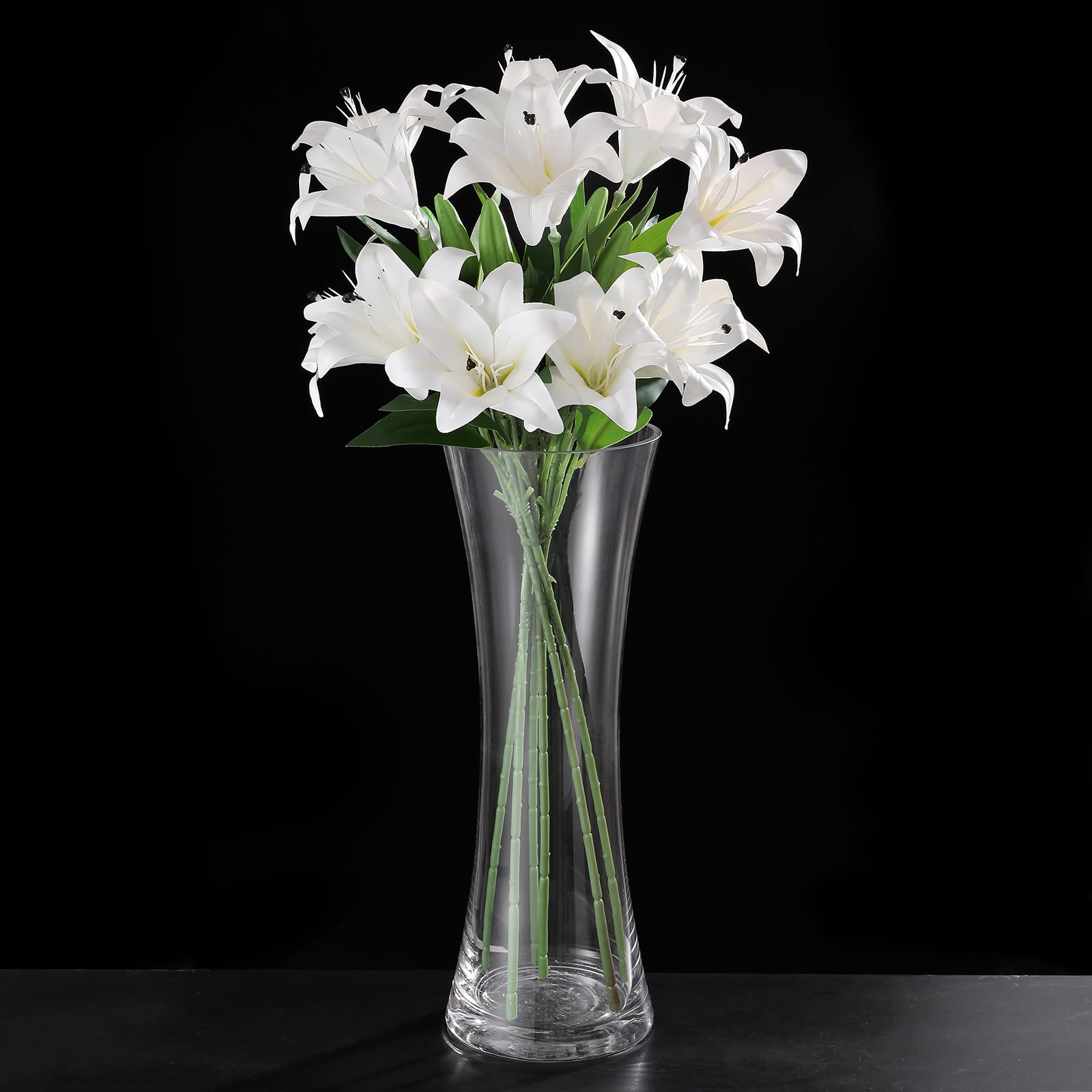 Tifuly 6Pcs Artificial Lilies,White Long Stem Artificial Flowers,23.5in