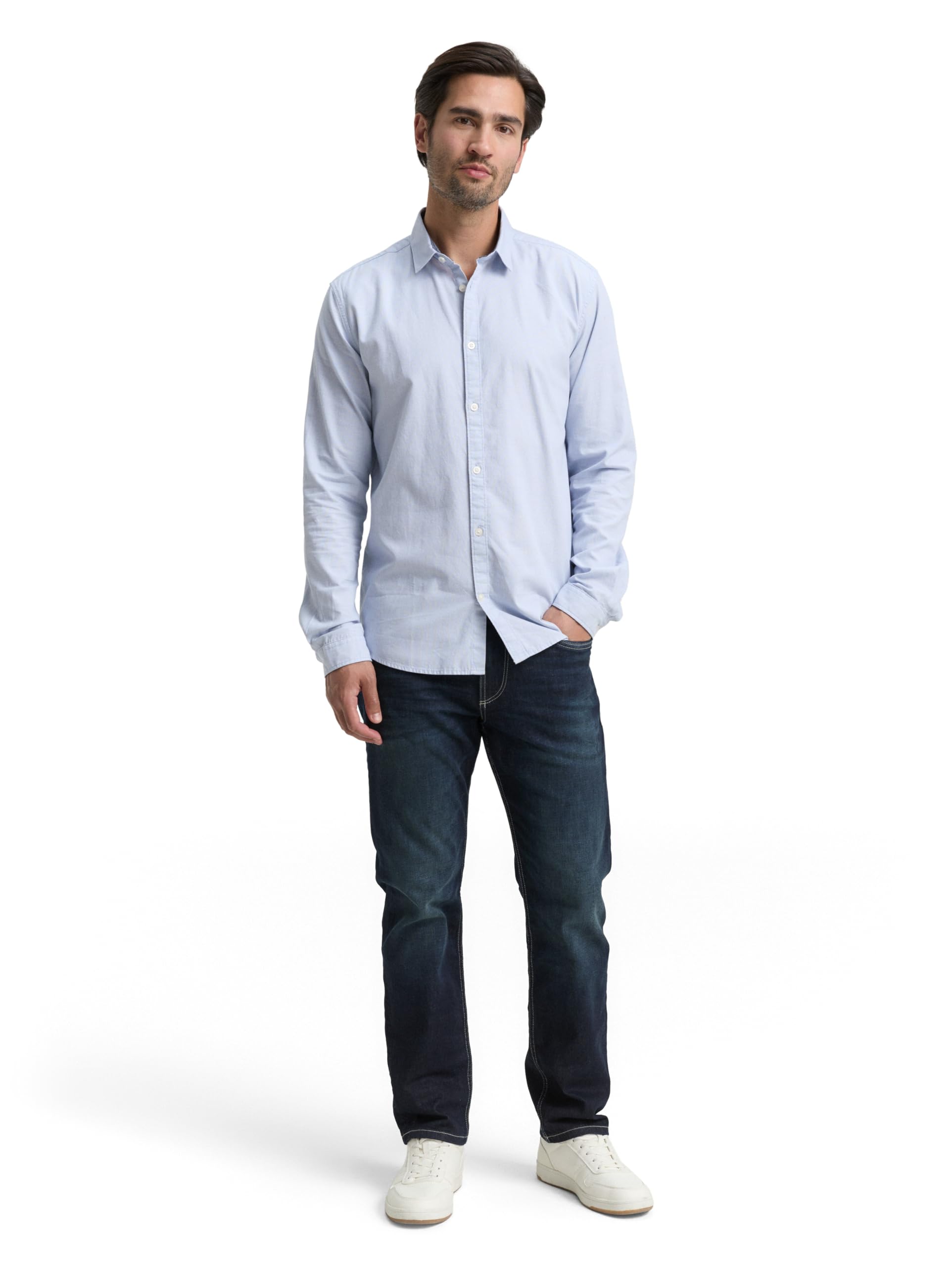 TOM TAILOR Herren Slim Fit Hemd mit Struktur 1023881, 24183 - Light Blue White Structure, S – Ansicht 2