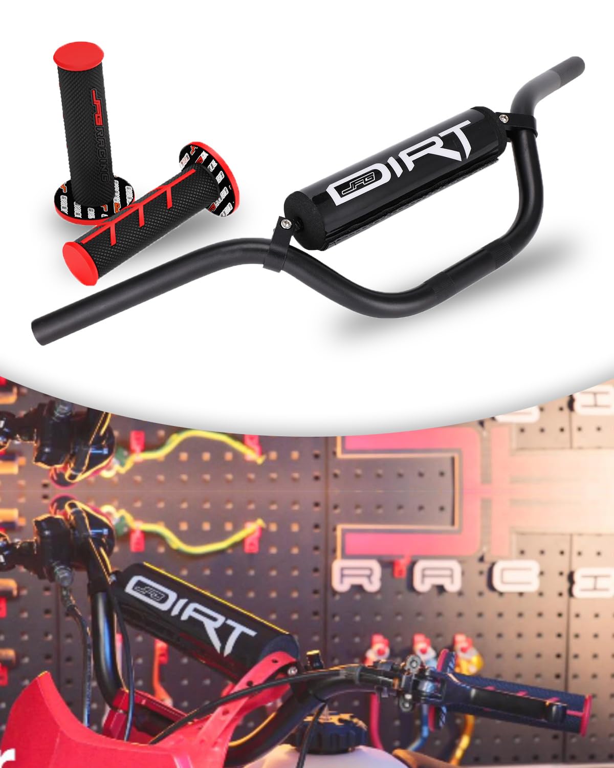 Photo 1 of 7/8" 22mm Kids Dirt Bike Handlebar Kit With Grips & Cross Bar For 49-144cc CR CRF PW TRX And SSR Apollo Most Chinese Pit Bike Motorcycle ATV BLACK