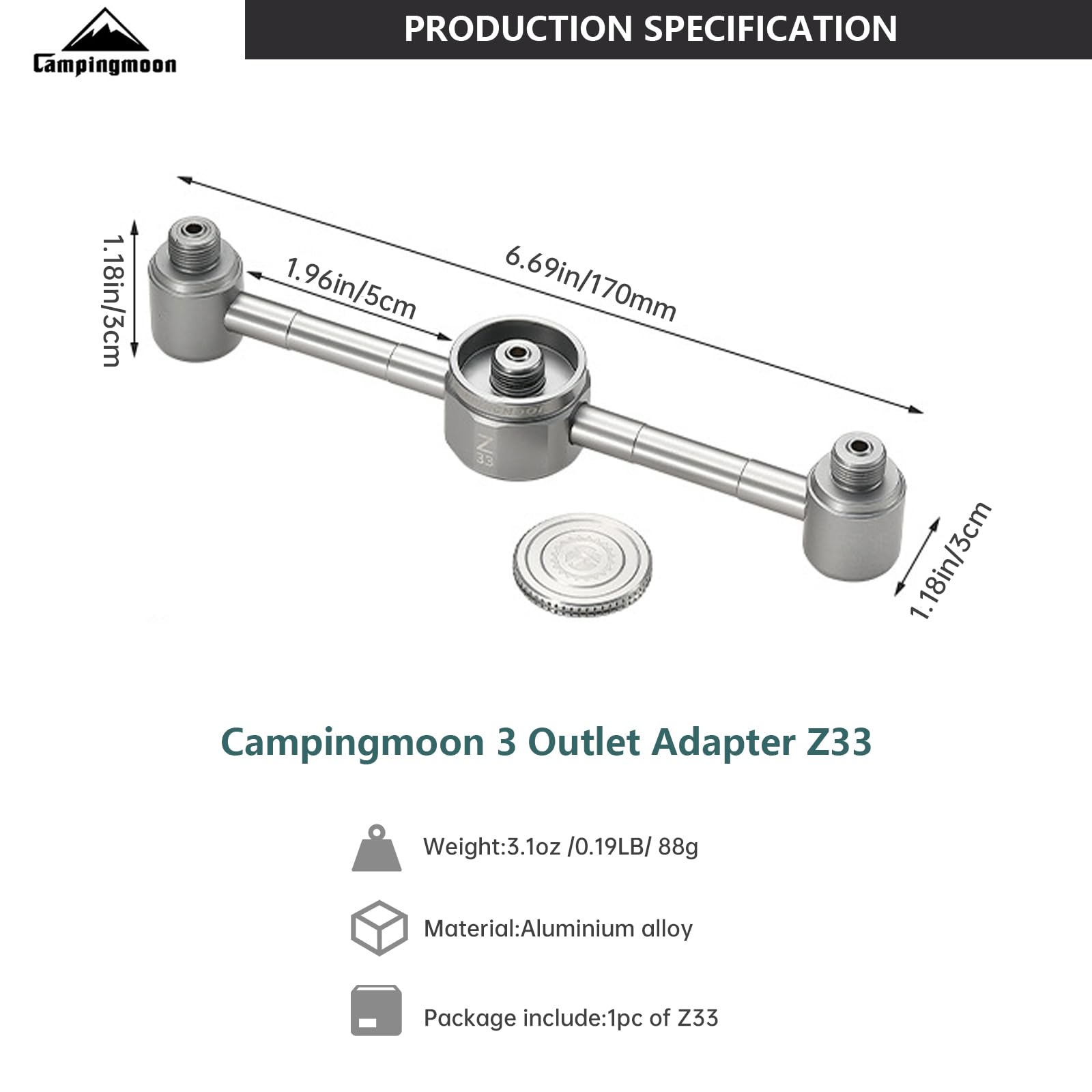 Campingmoon Aluminium Alloy Adapter Gas Tank Stove Adapter Outdoor Gas Lamp Stove Adapter (Z33)