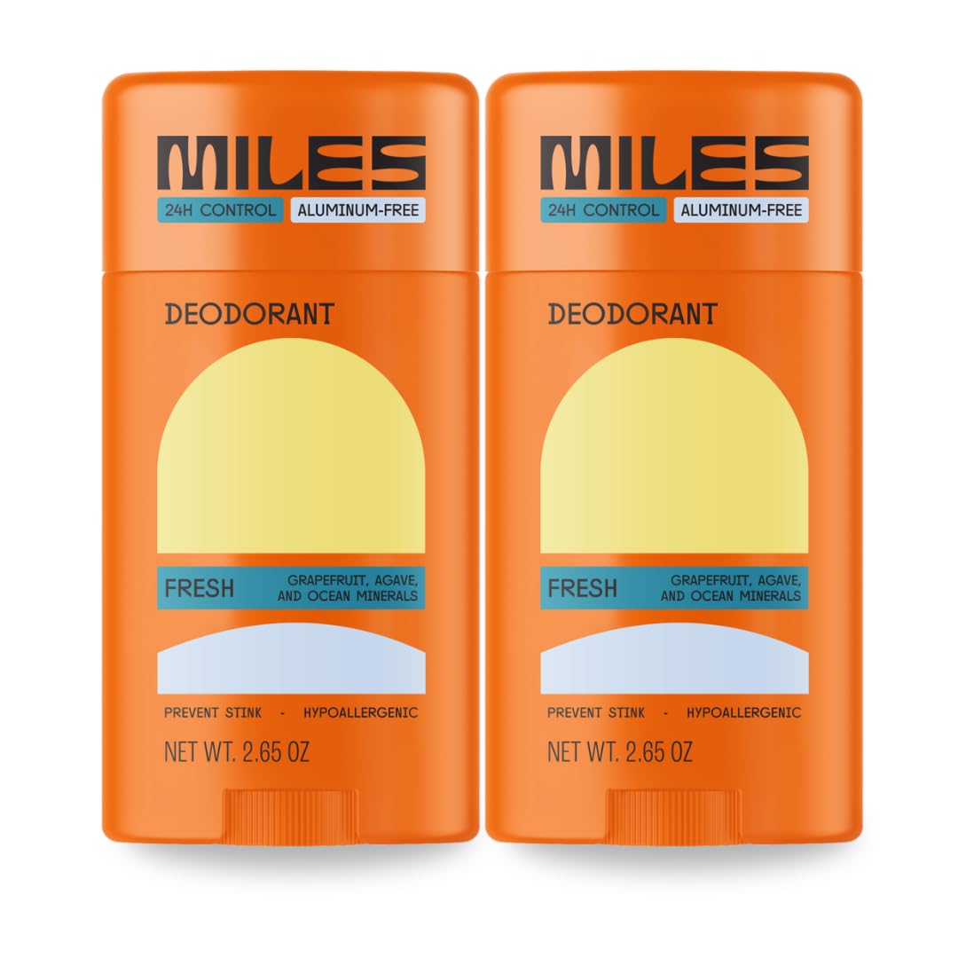 Miles Kids Deodorant for Boys and Girls - Aluminum Free Deodorant for Kids and Teens, Natural, Hypoallergenic, Made in USA - Fresh Scent - 2-Pack