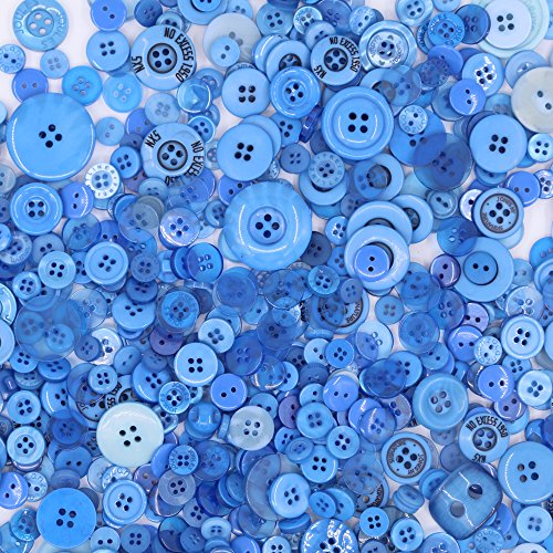 Rustark 650Pcs Resin Buttons Favorite Findings Basic Buttons 2 And 4 Holes Craft Buttons For Arts, Diy Crafts, Decoration, Sewing - Sizes Range From 0.28 To 1.18 Inch (Blue) #TOP2