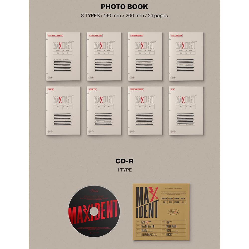 Dreamus – Stray Kids – Maxident Standard Edition (Heart Ver.) – Photobook, CD, Poster, Stickers – Cadeau Exclusif Polaroid Et Photocard – Album K-pop 2022