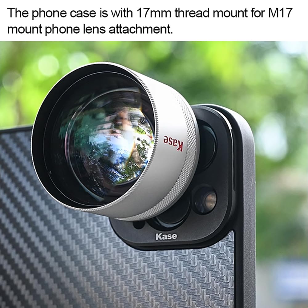 Kase Custodia protettiva M17 compatibile con iPhone 16 Pro Max, obiettivo macro Master e tutti gli obiettivi per smartphone con filettatura da 17 mm, nero