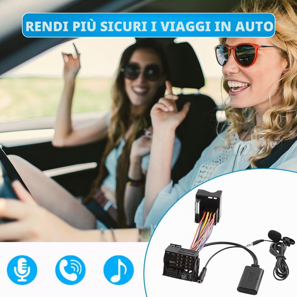 Riloer Adattatore audio Bluetooth AUX con microfono,vivavoce bluetooth per auto,compatibile con BMW Z4 (E85/E86), X3 (E83), compatibile con Mini Cooper (R50/JCW), compatibile con Mini Cooper S R53