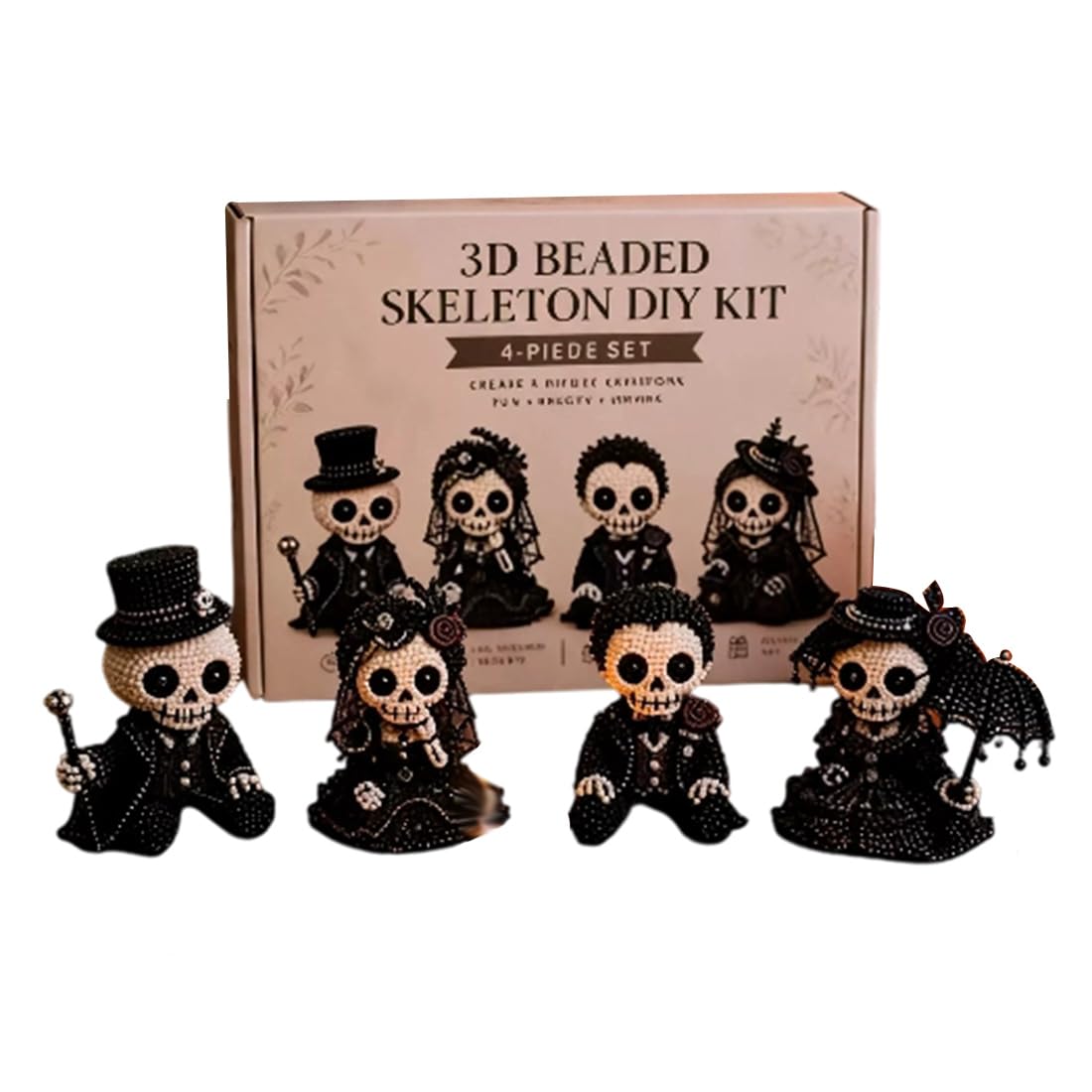 3D Beaded Creature Craft Kit, DIY Gothic Skeleton Wedding Bead Set