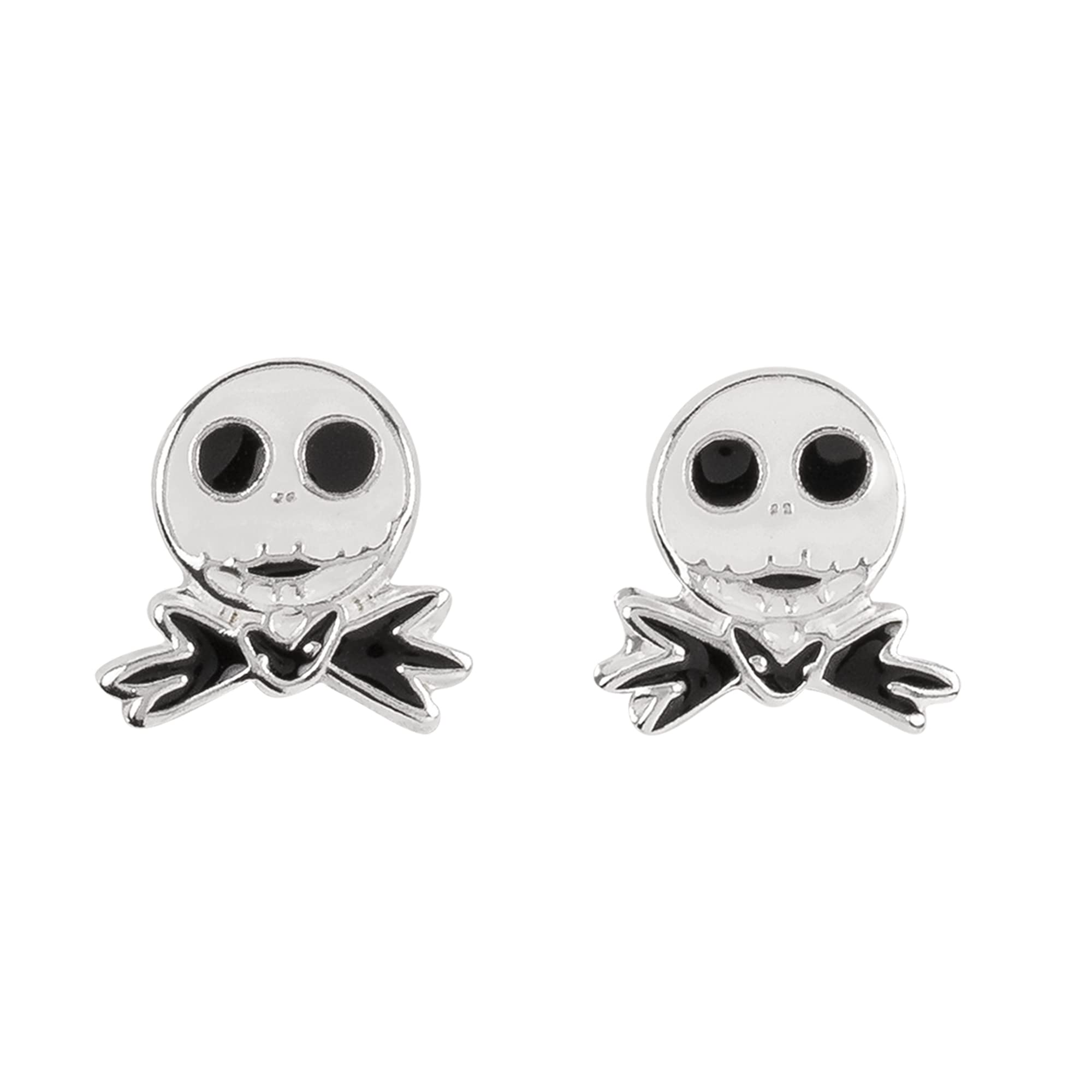 Disney Nightmare Before Christmas Jack Skellington - Orecchini a perno in argento Sterling smaltato, Argento sterling