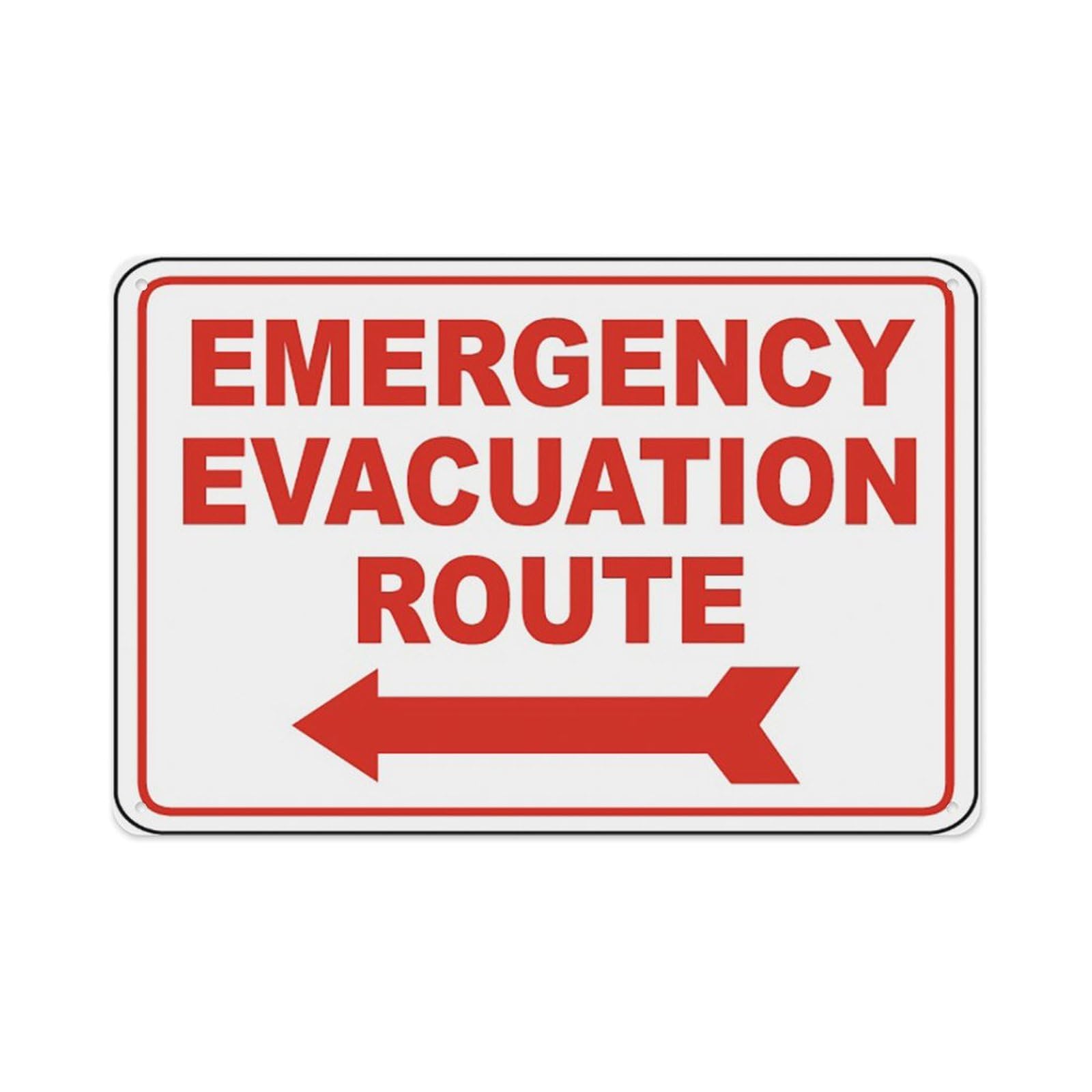peiyeety Emergency Evacuation Route Sign Aluminum Tin Warning Signs For Home Outdoor Garden 12X16 Inches