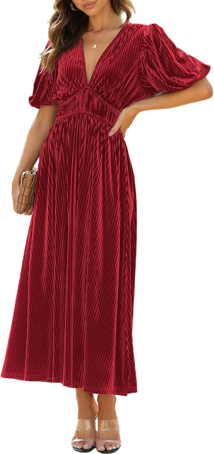 Sissyaki Women's Velvet Formal Dresses for Wedding Guest 2025 Fall Winter Dress