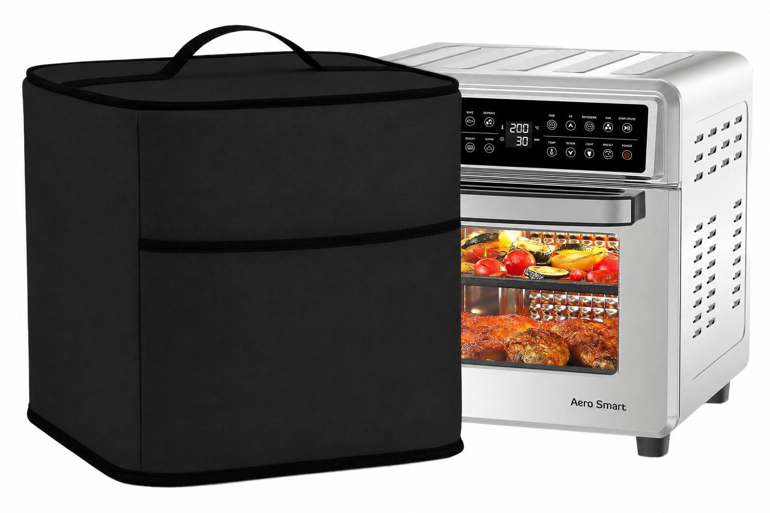 Oven Air Fryer Top Cover with 2 Storage Pockets for Inalsa 23L - Dustproof & Waterproof, Washable Protective Cover for Kitchen Appliances (Black)(43 * 43 * 43 CM)-picture-13