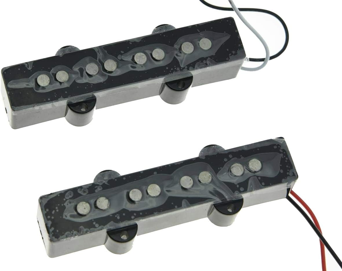 KAISH Alnico V Black 4 String J Bass Style Pickups Set 60s Vintage Sound Pickups for Jazz J Bass