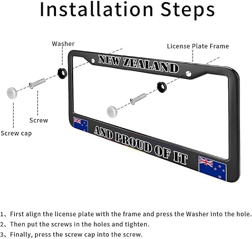 Miniatura 3 de Marco de matrícula de metal de Nueva Zelanda y Proud of It, regalo de recuerdo de la bandera de Nueva Zelanda, letrero decorativo de metal para