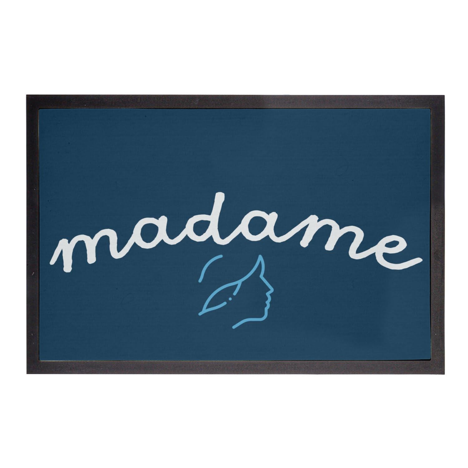 Paillasson bleu Madame France Marianne 75x50cm tapis d'entrée