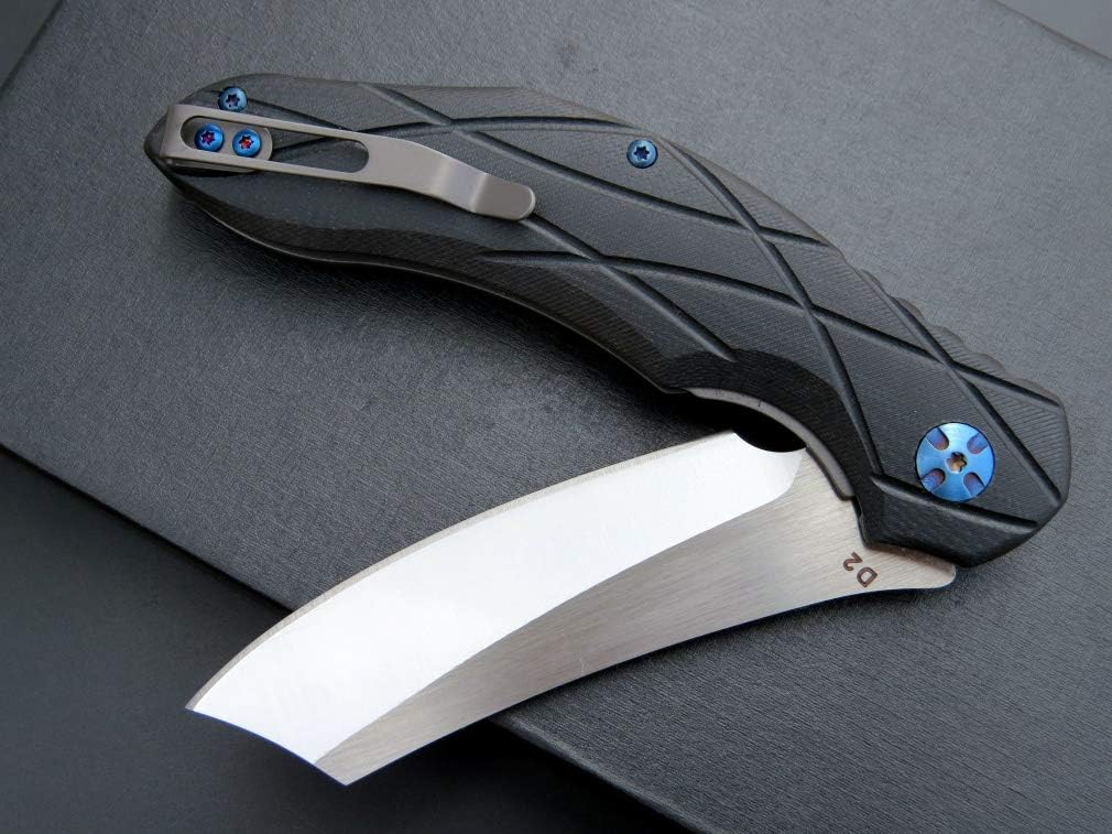 Eafengrow EF919 Folding Knife with Pocket Clip D2 Steel Blade G10 Handle Scales EDC Tool Outdoor Knives for Camping Fishing Hiking(Black)