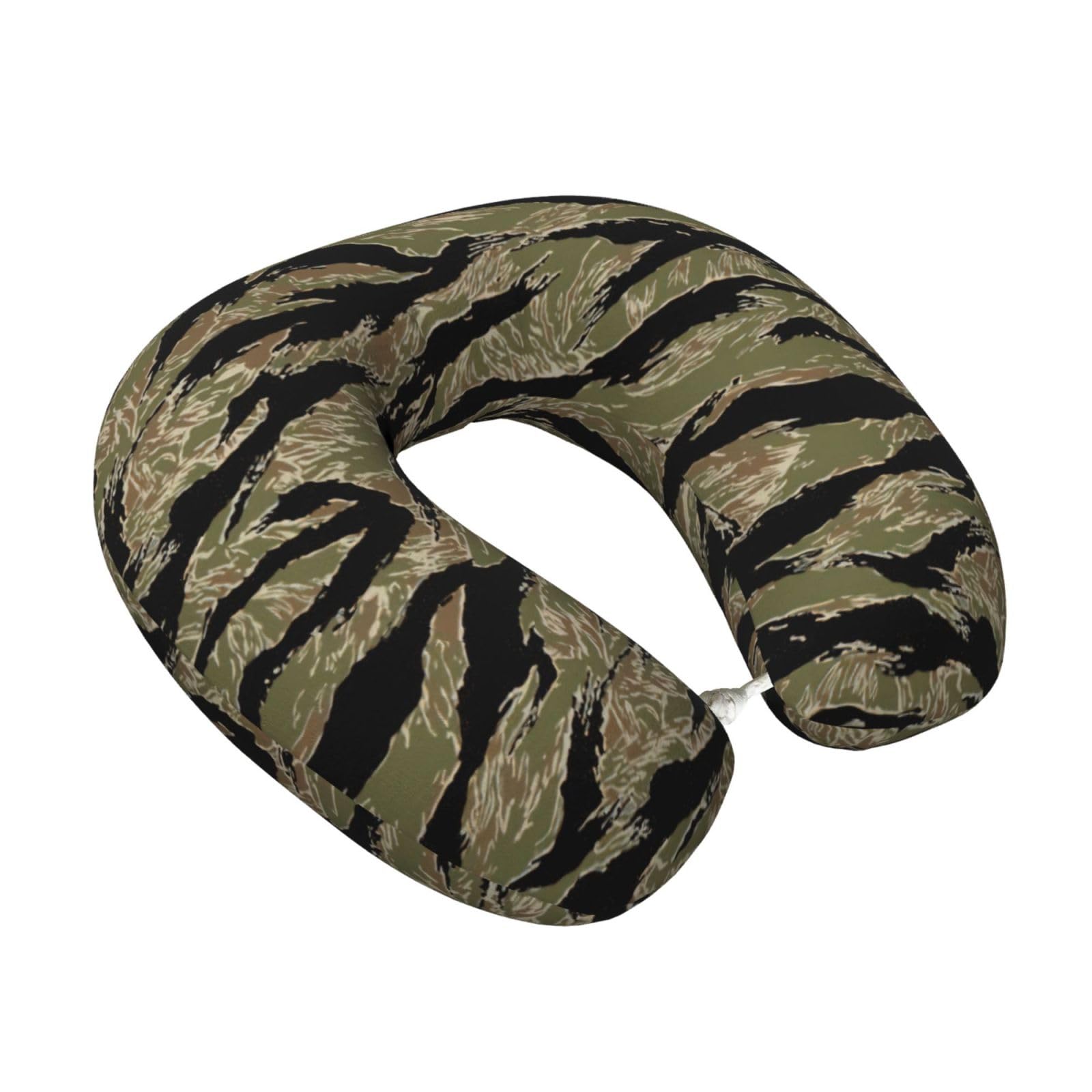 Yyoretp Tiger Stripe Camo Print Travel Pillow Pure Memory Foam Neck Pillows Portable Headrest for Airplane