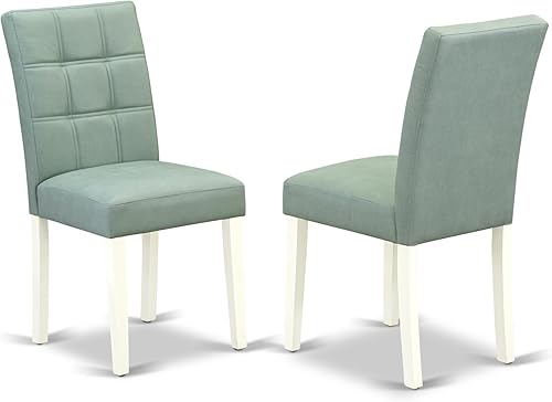 Miniatura 5 de East West Furniture DLAS3-WHI-43 - Juego de comedor moderno de 3 piezas que contiene una mesa de comedor de madera y 2 sillas de mediados de siglo