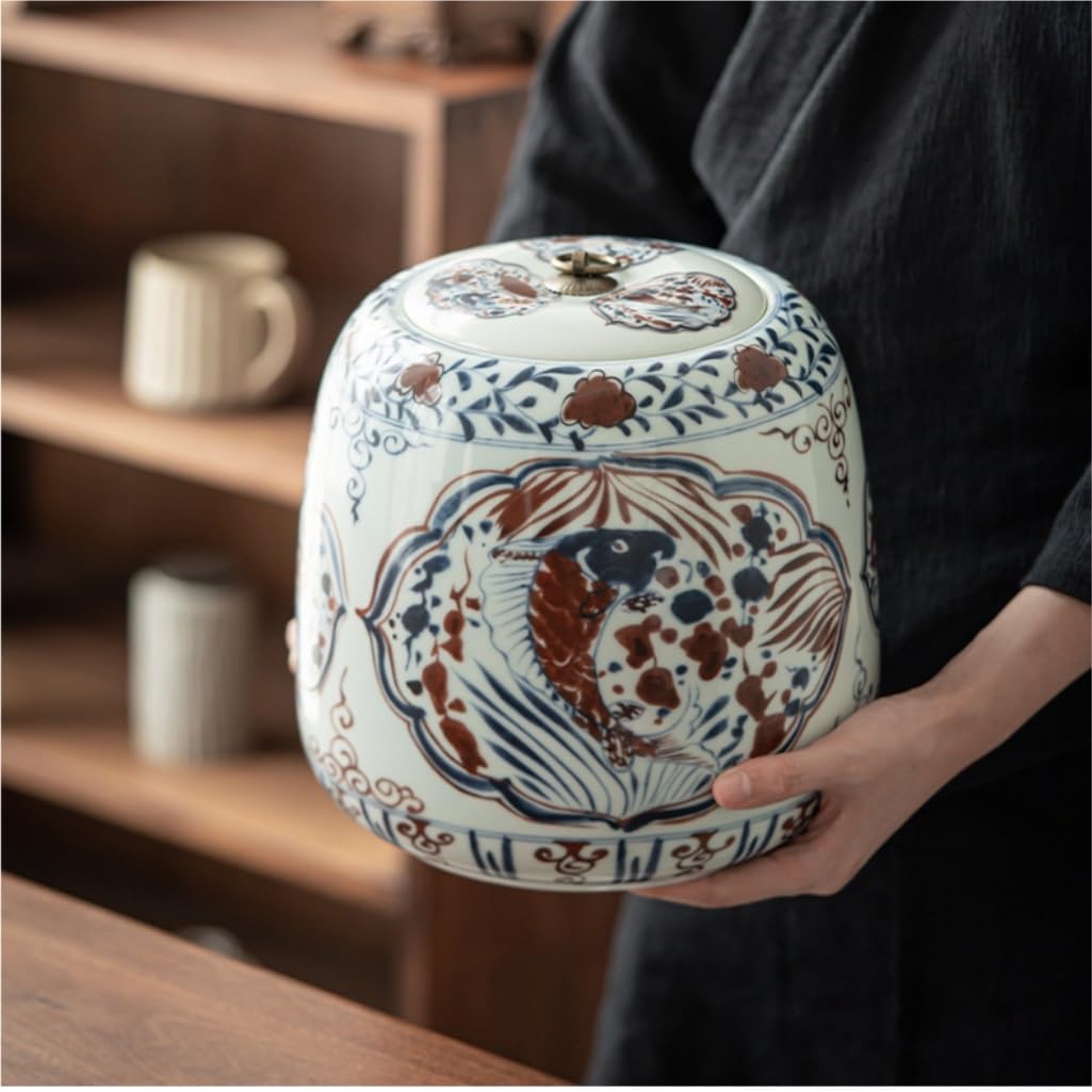 XYNSNDB Kanistry kuchenne Duży zbiornik do przechowywania herbaty luzem Ceramiczny orzech Kawa Zamknię zbiornik na płatki zbożowe Domowe pudełko na herbatę o dużej pojemności Duży cylinder na herbatę