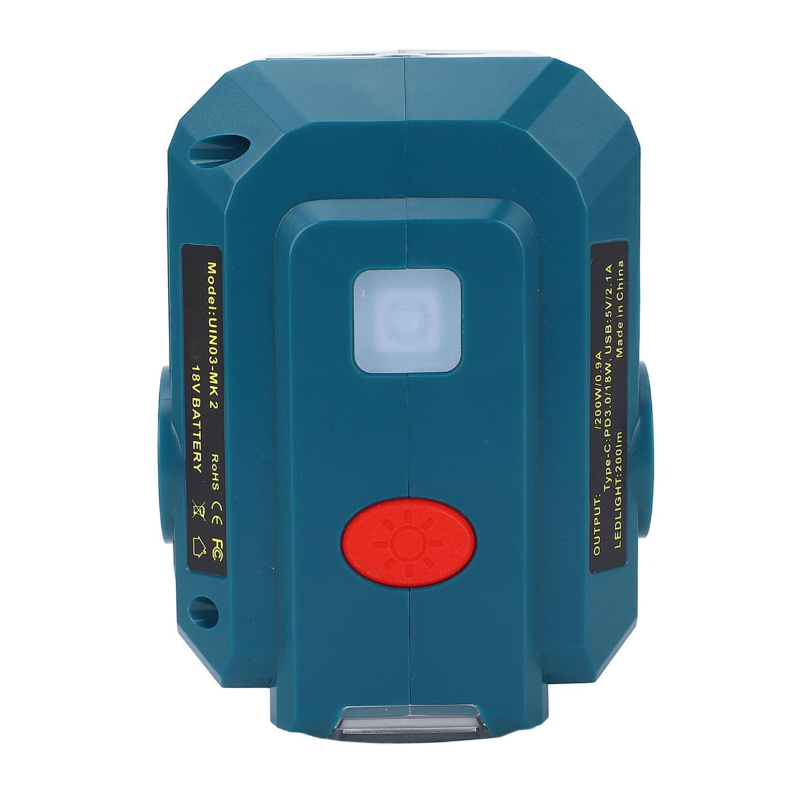 Fafeicy Convertitore di Potenza Portatile Ricaricabile, Inverter Alimentato a Batteria, Uscita CA da 200 W per Campeggio, Dotato di Porte USB, Luce LED, Compatibile con BL1830B BL1840B