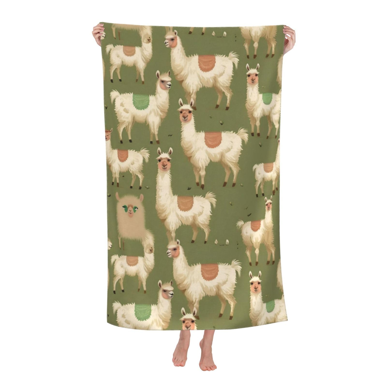pojknbv Alpaca. Print Oversized Adult Beach Towel Quick-Dry Comfortable Lightweight Travel Pool Camping