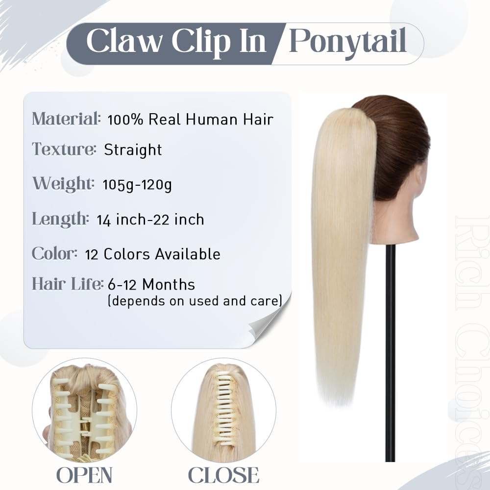 Amazon.com : Rich Choices Claw Clip Ponytail Extension Human  display picture 1