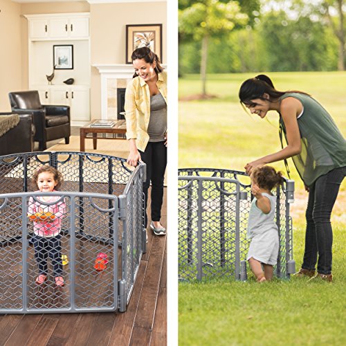 Evenflo Versatile Play Space, Indoor & Outdoor Play Space, Easy & Quick Assembly, Portable, 18.5 Square Feet of Enclosed Space, Durable Construction, For Children 6 to 24 Months, Cream