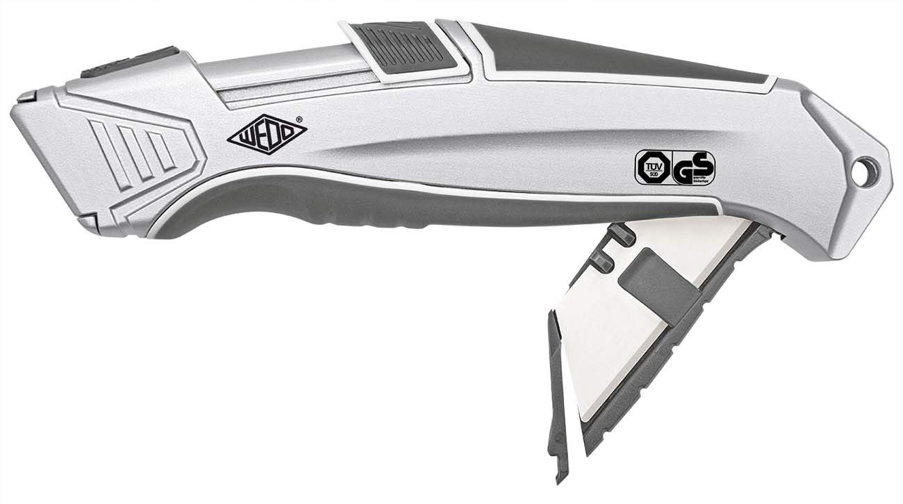 WEDO 79825, Cutter Safety alu Argent/Gris avec 1 Lame en Céramique Cera-Safeline Argent/Anthracite/Blanc