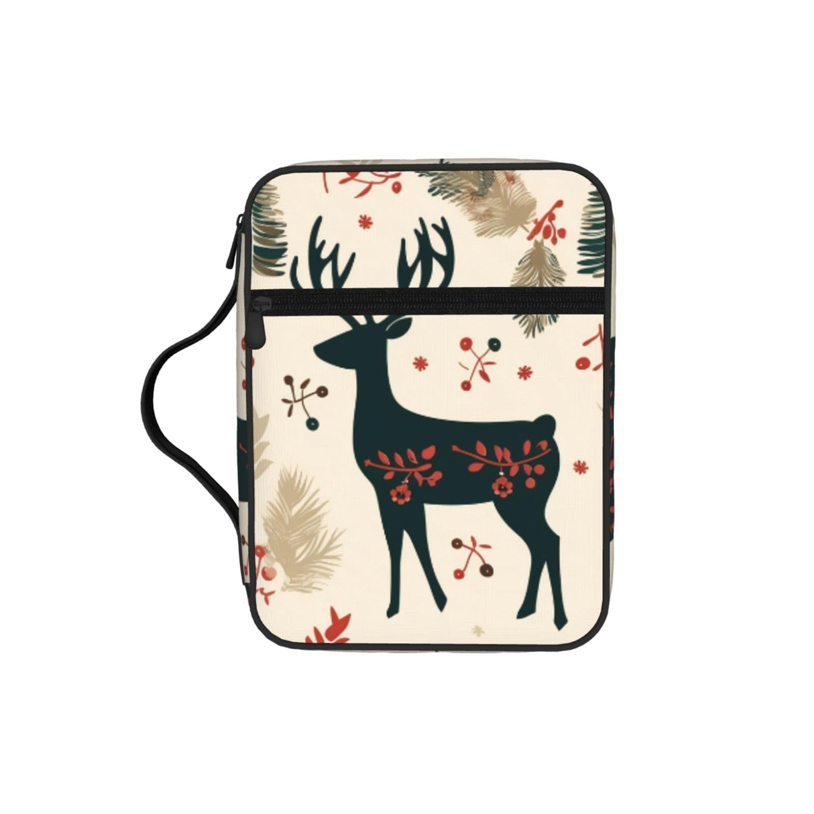 Christmas Reindeer Bible Cover Case Waterproof Bible Bag With Handle Organizer Storage Book Cover For Bible Study