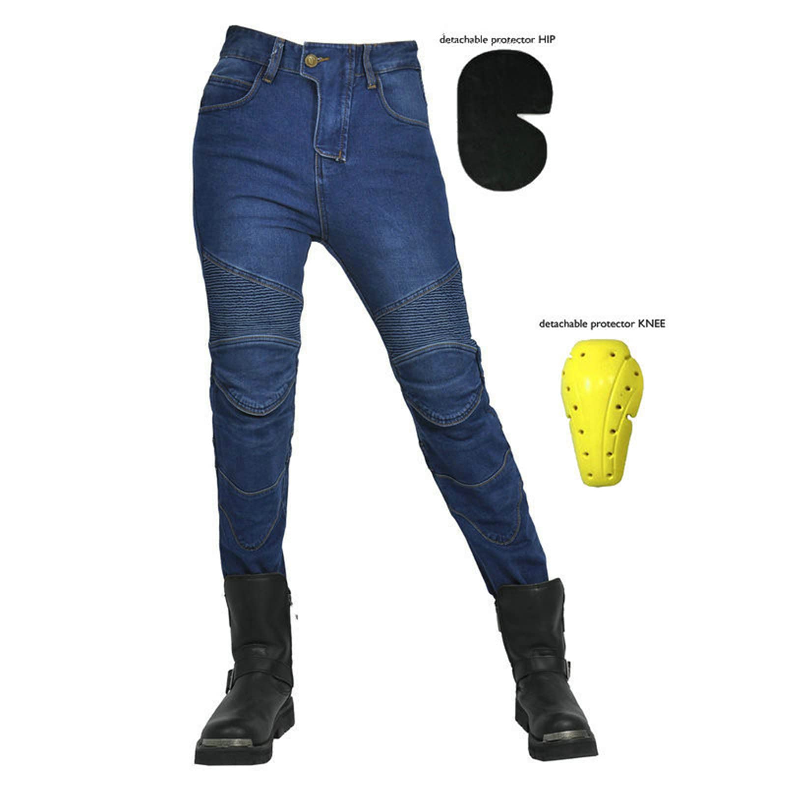 Jeans da Moto da Donna Pantaloni da Motociclista in Denim Impermeabili Protezione Impermeabile Pantaloni da Moto da Ciclismo Jeans da Motociclista Elasticizzati con 4 Protezioni