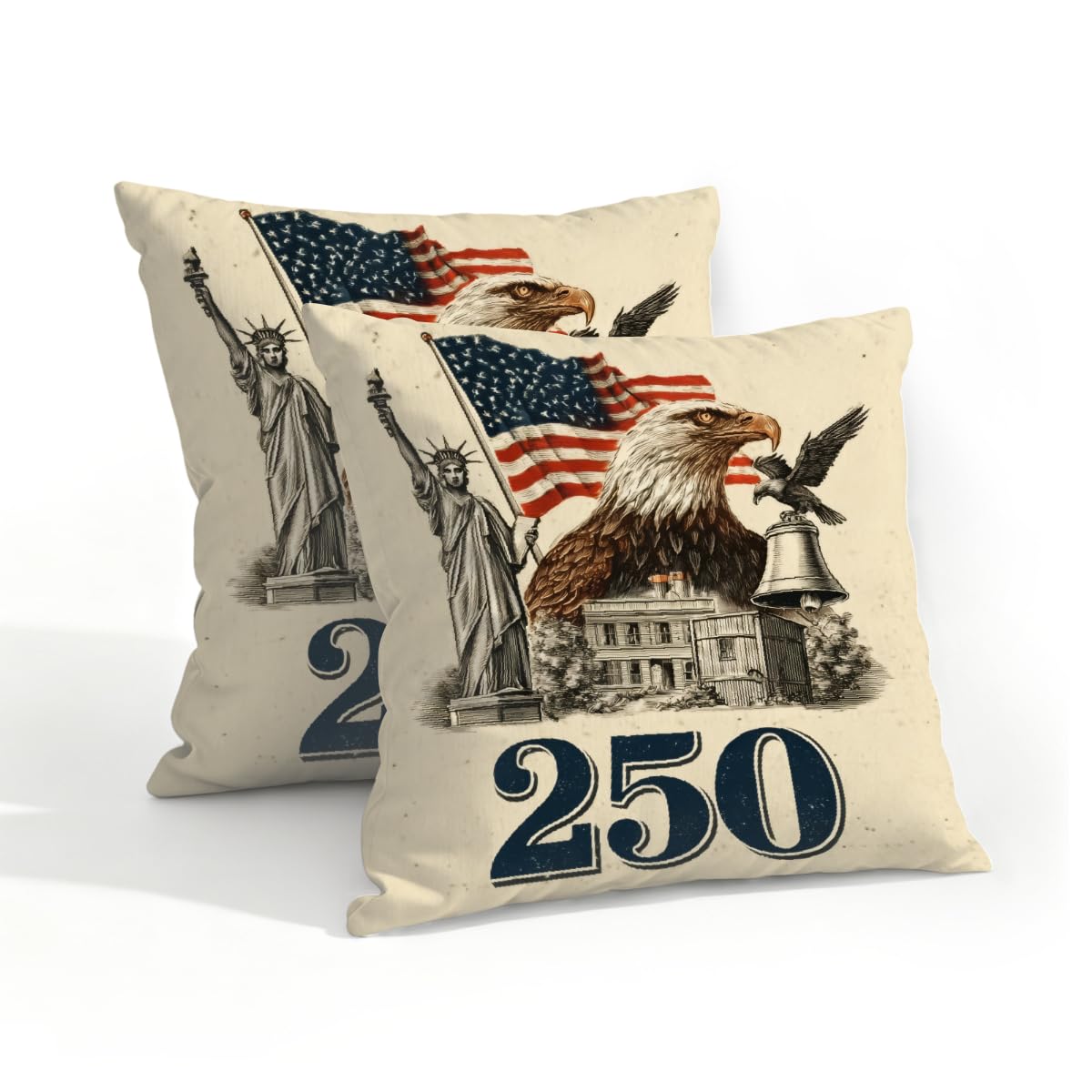 Outdoor Pillow Covers Waterproof Pillowcases 18x18in Set of 2 250th American Anniversary On Vintage Decorative Throw Cushion Case for Couch Sofa Garden Patio Furniture